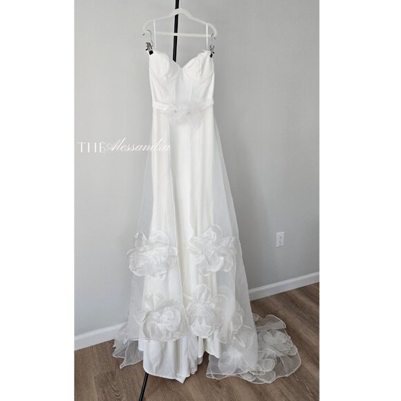 Somerie Ivory Strapless Organza Overlay Maxi Dress Lulus Large $298 New With Tag - Picture 1 of 17
